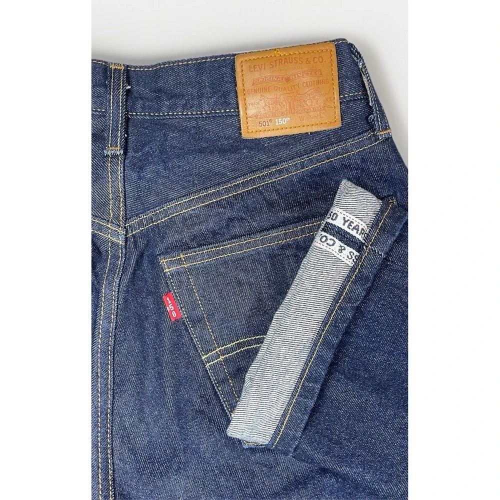 Levis 501 Jeans Men 26x30 Raw Indigo Selvedge Denim 150th Anniversary Button Fly